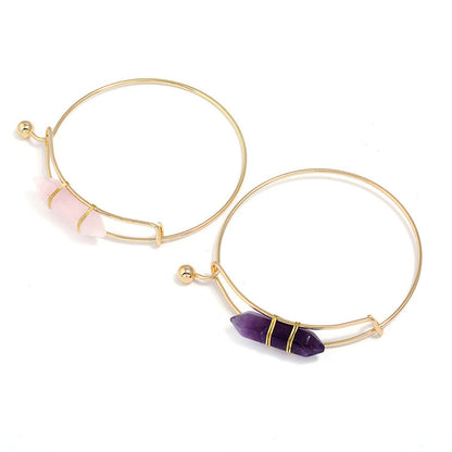 Geometric Shape Natural Gem Metal Bracelet Women