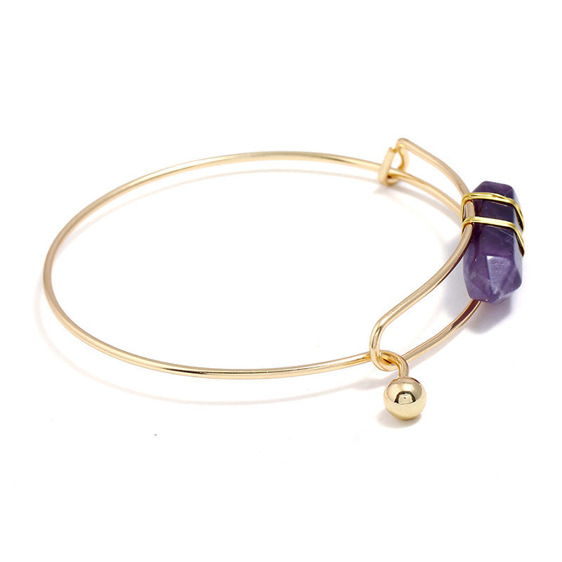 Geometric Shape Natural Gem Metal Bracelet Women