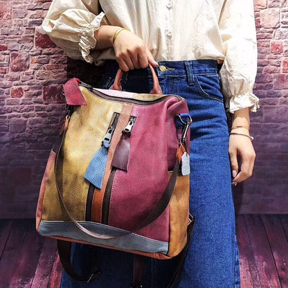 Women Cowhide Leather Backpack