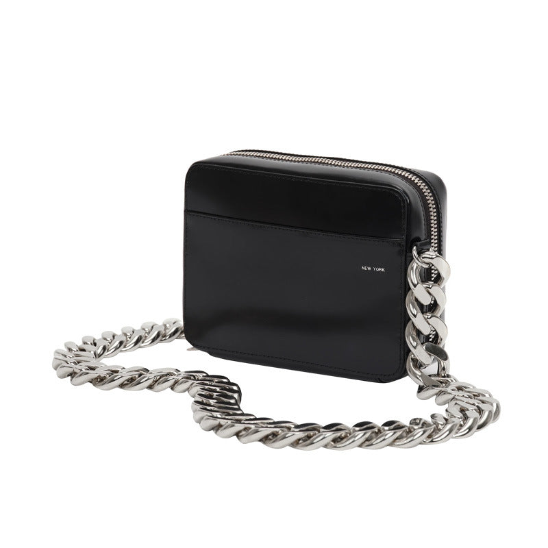 Black Thick Metal Chain Shoulder Messenger  Bag