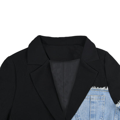 Women's Fashion Loose Suit Patchwork Denim Jacket
