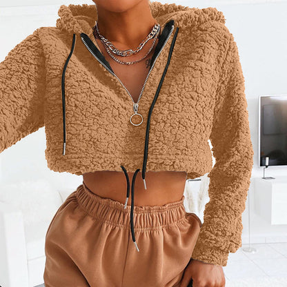 Teddy Sweatshirt Crop Top
