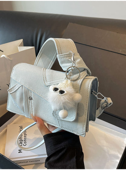 Denim Patchwork Small Messenger Bag