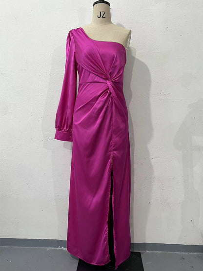 One-shoulder Split Dress