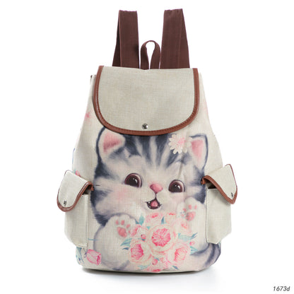 Retro Cute Cat Drawstring Backpack