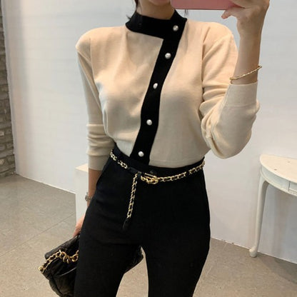 Colorblock Striped Cardigan Short Coat