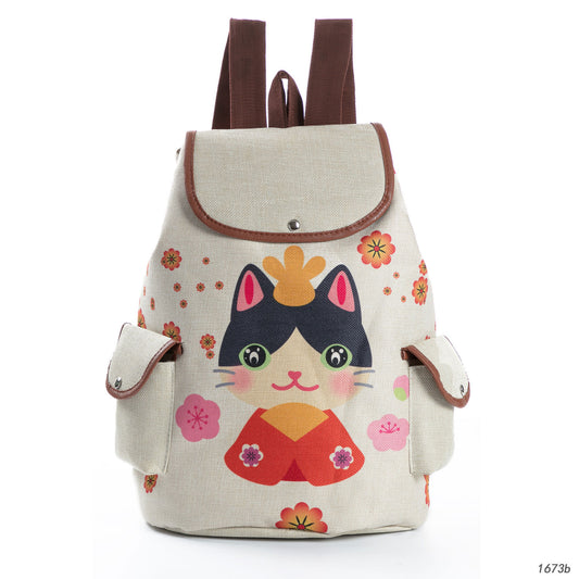 Retro Cute Cat Drawstring Backpack