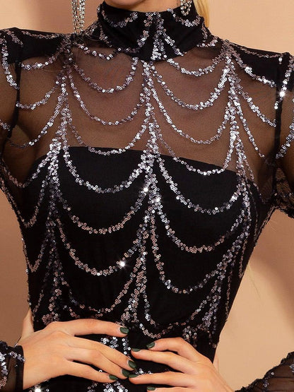 Sequins Long Sleeve Party Dress