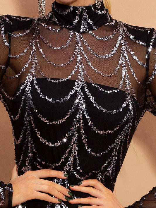 Sequins Long Sleeve Party Dress