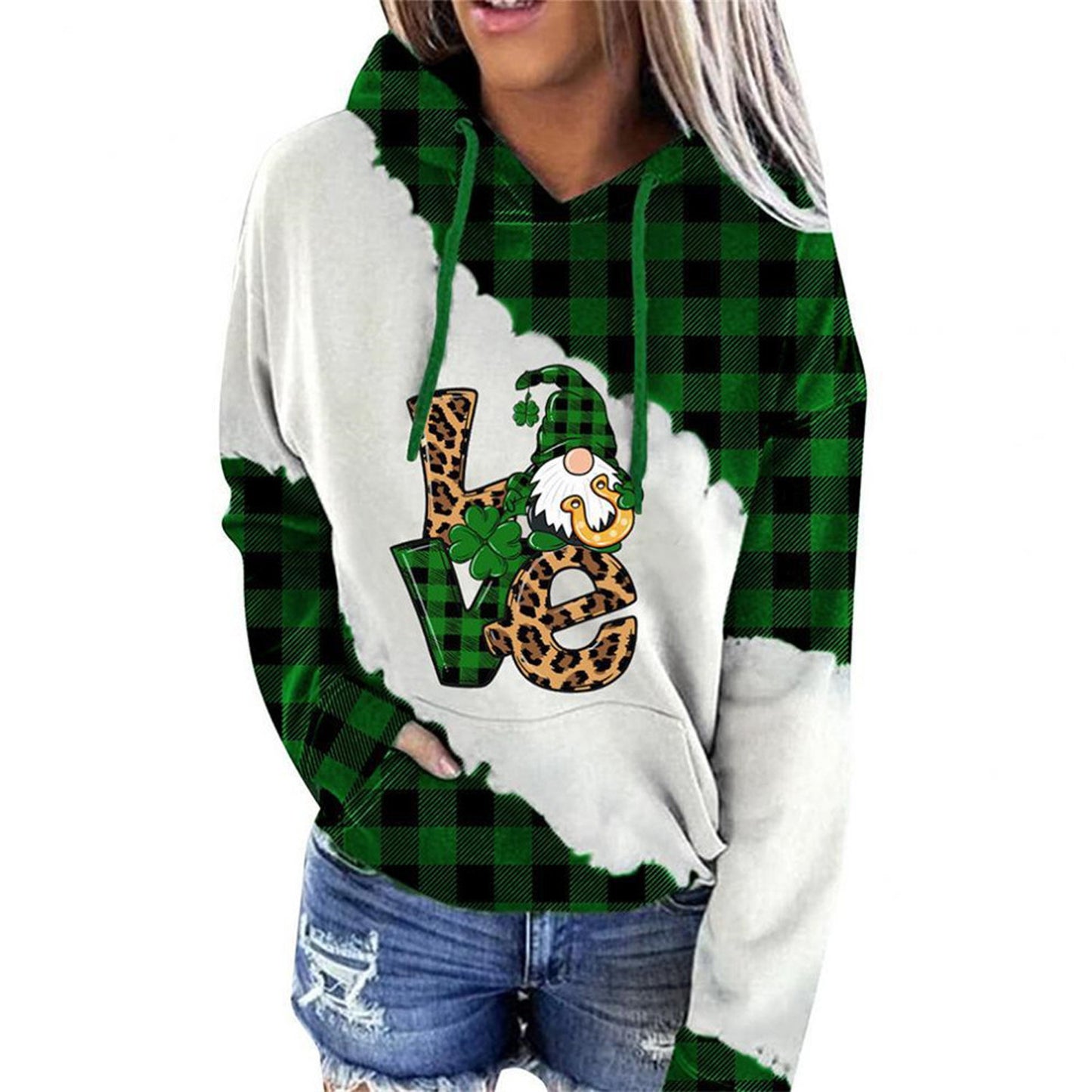 Women Lucky Clover Print Sweatshirts