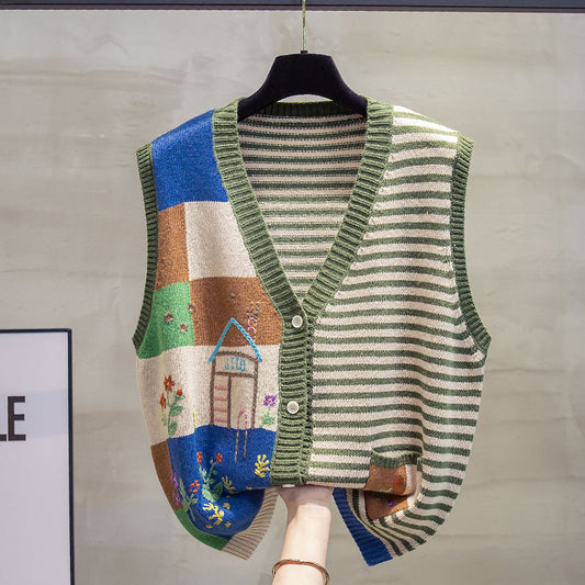 V-neck Knitted Cardigan Vest