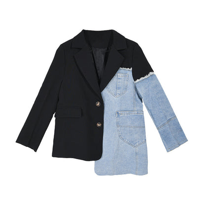 Women's Fashion Loose Suit Patchwork Denim Jacket