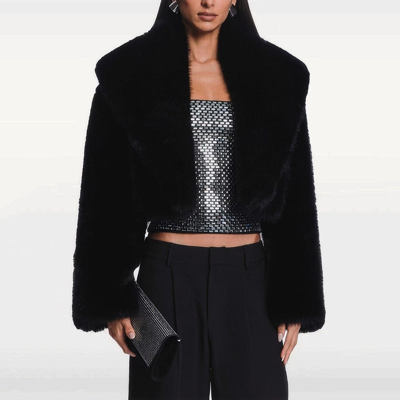 Women's Fur Long Sleeve Coat