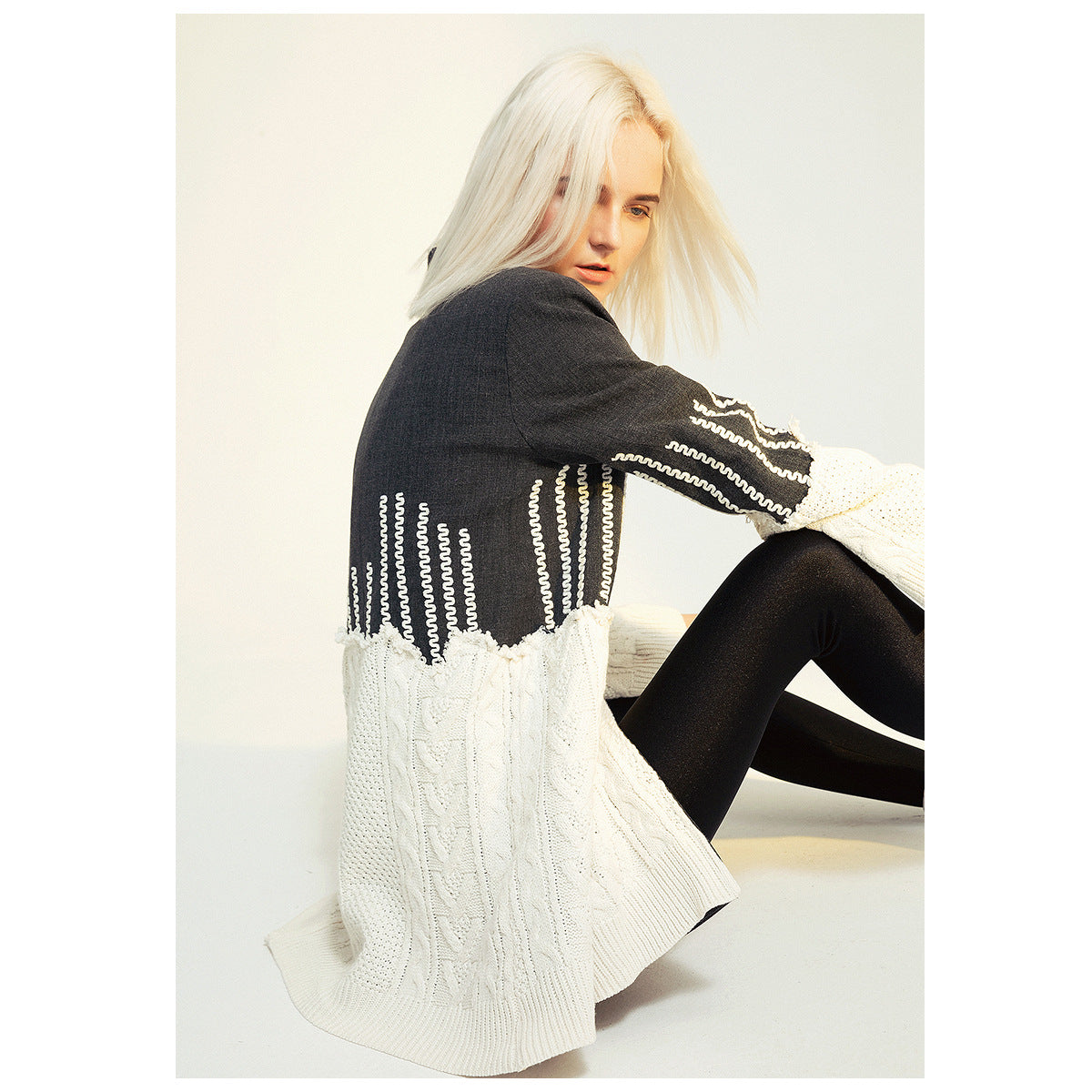 Knit Torn Hem Retro Rework Jacket
