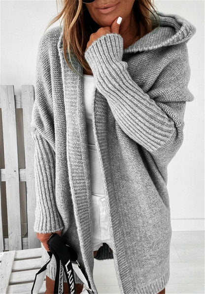 Bat Sleeve Hooded Oversized Cardigan