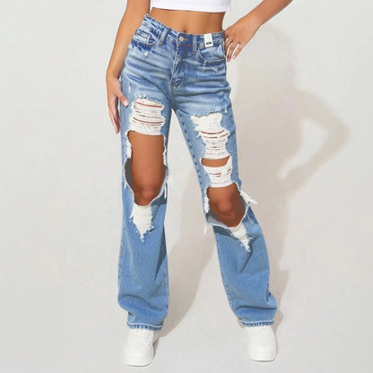 Loose Fit Distressed Jeans