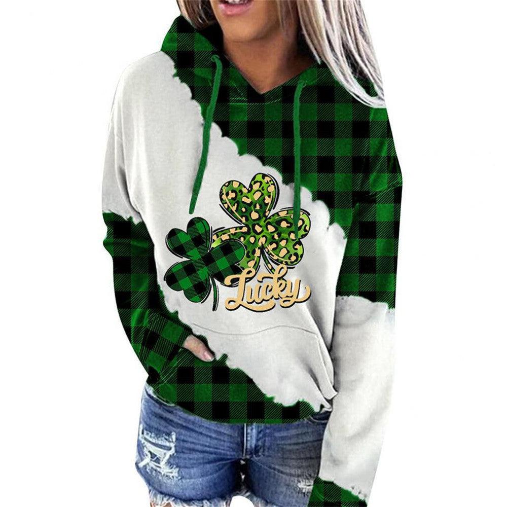 Women Lucky Clover Print Sweatshirts