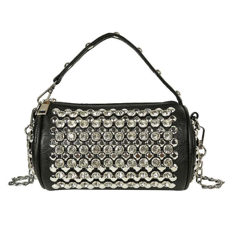 Women's Diamond-studded Small Cylinder Handbags