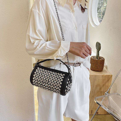 Women's Diamond-studded Small Cylinder Handbags