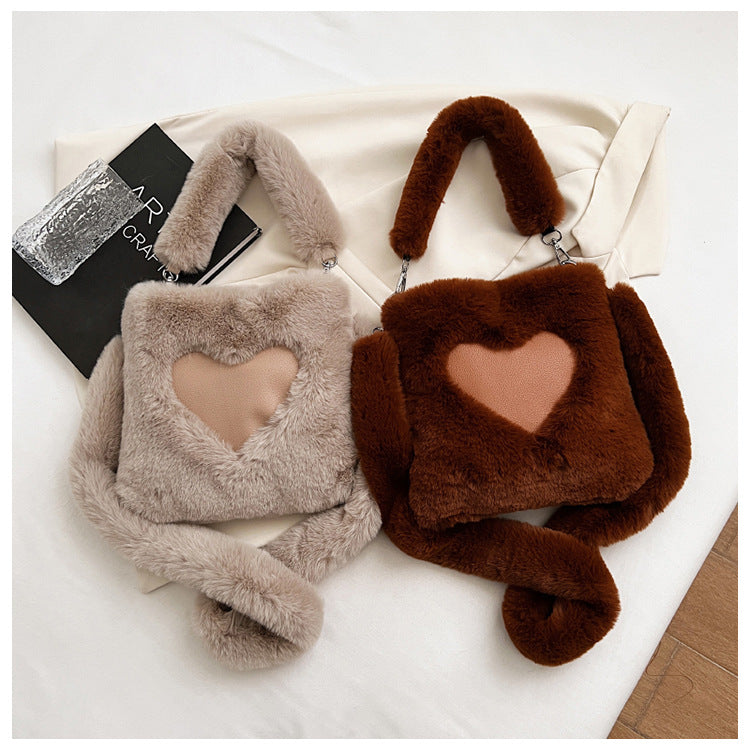 Love Winter Plush Shoulder Bags