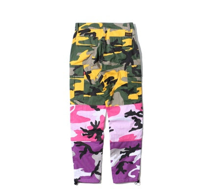 Tri Renk Camo Patchwork Cargo Pantolon