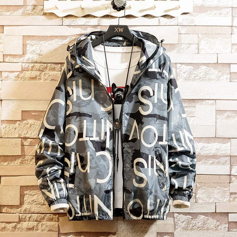 Men Casual Streetwear Hooded Printing Jacket