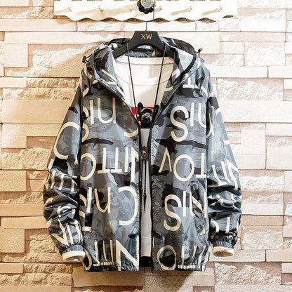 Men Casual Streetwear Hooded Printing Jacket