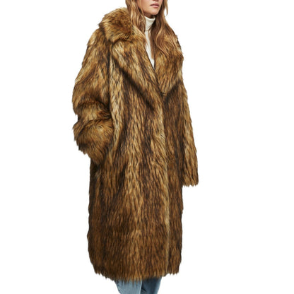 Long Fur Women's Wool Coat
