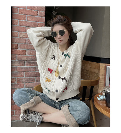 Heavy Industry Twist Bow Knitted Cardigan