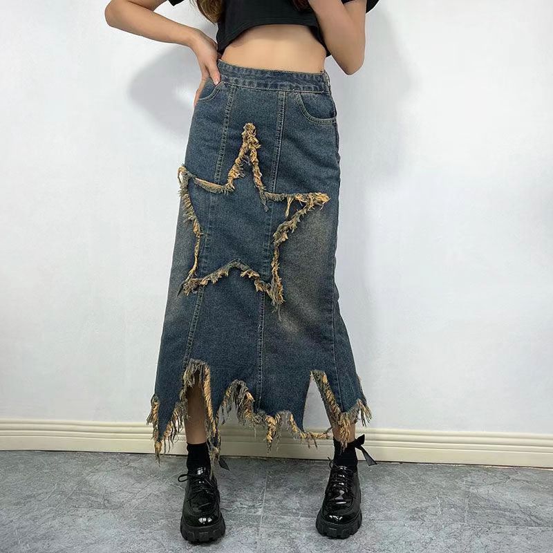 American-style Retro High Waist Irregular Skirt