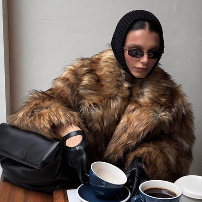 Long Fur Women's Wool Coat