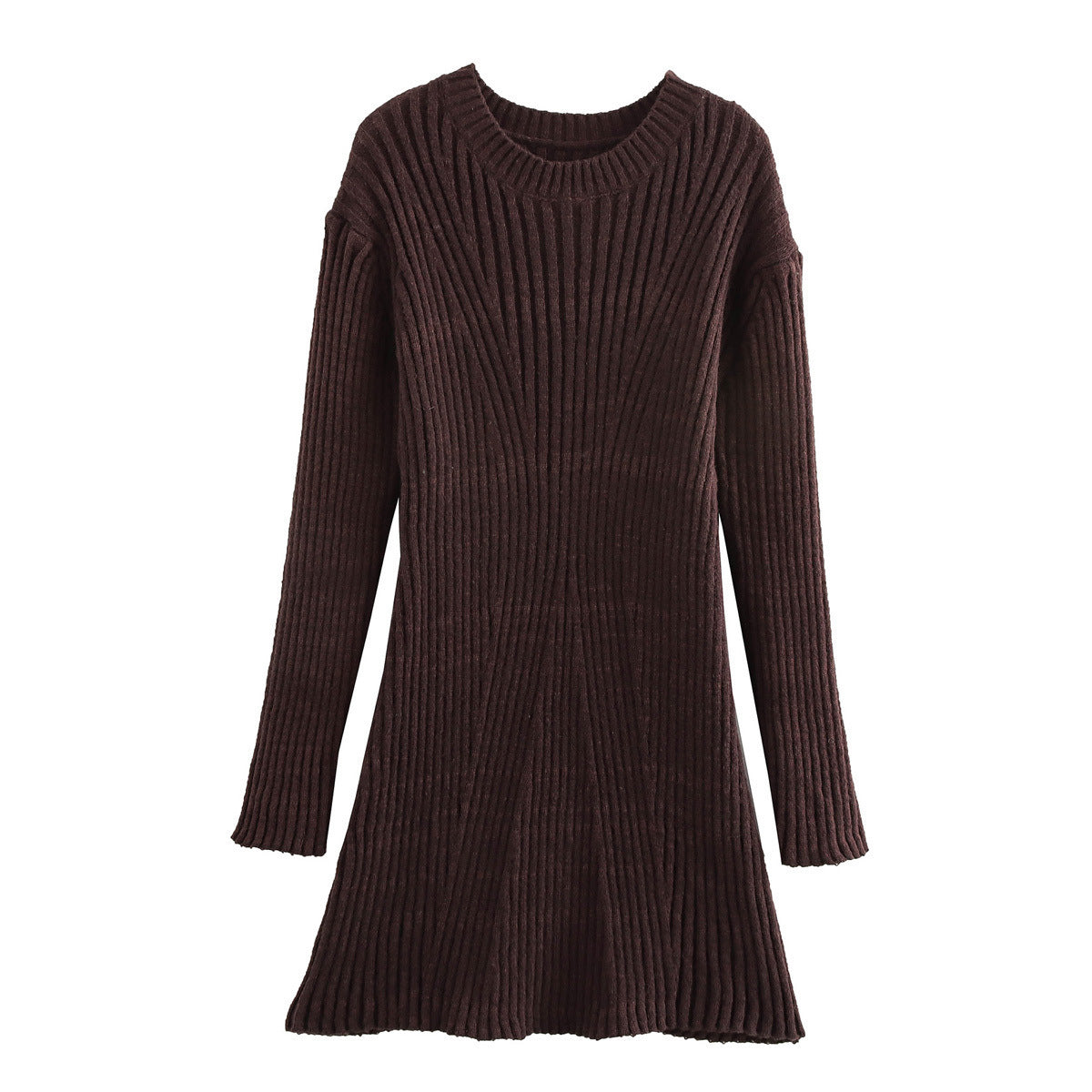 Solid Ribbed Knitted Dress
