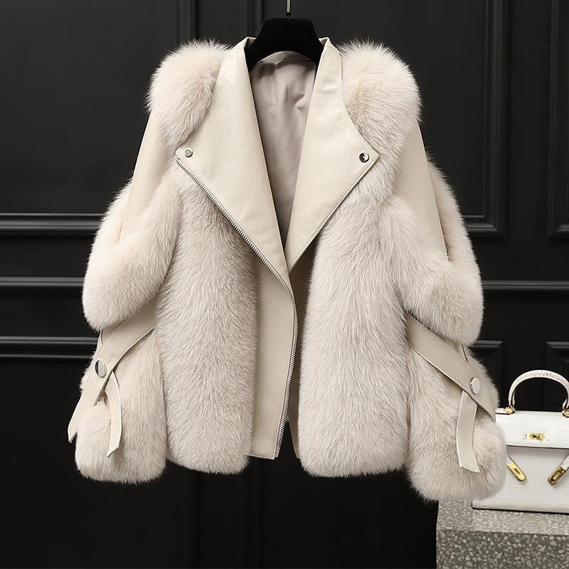 One-piece Fur Motorcycle Coat