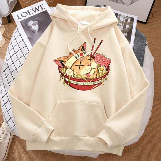 Japanese Ramen Samurai Cat Hoodie