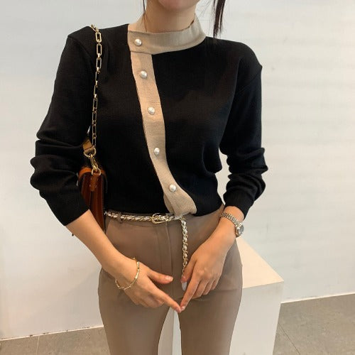 Colorblock Striped Cardigan Short Coat