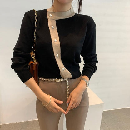 Colorblock Striped Cardigan Short Coat