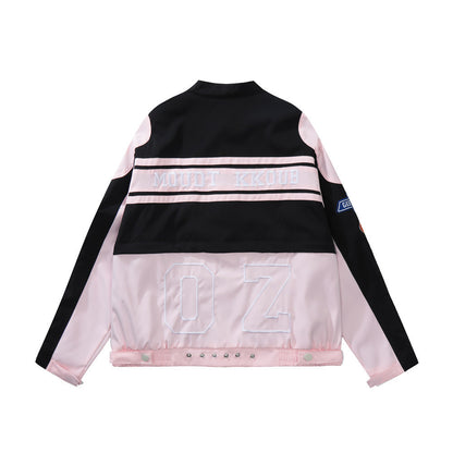Color Contrast Patchwork Motorcycle Racing Suit Jacket Men