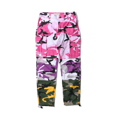 Tri Renk Camo Patchwork Cargo Pantolon