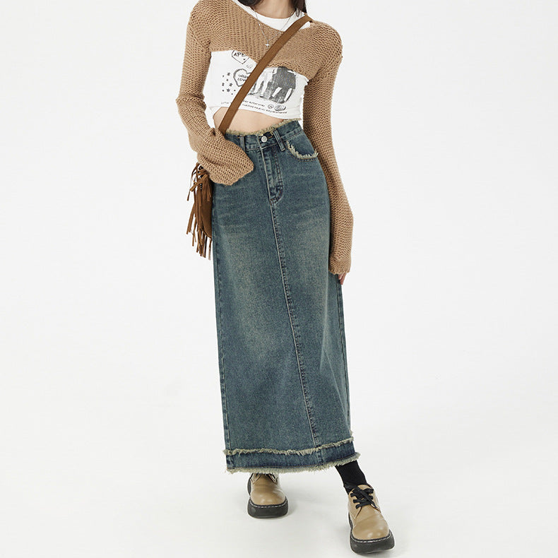 Retro Denim Long Skirts Women