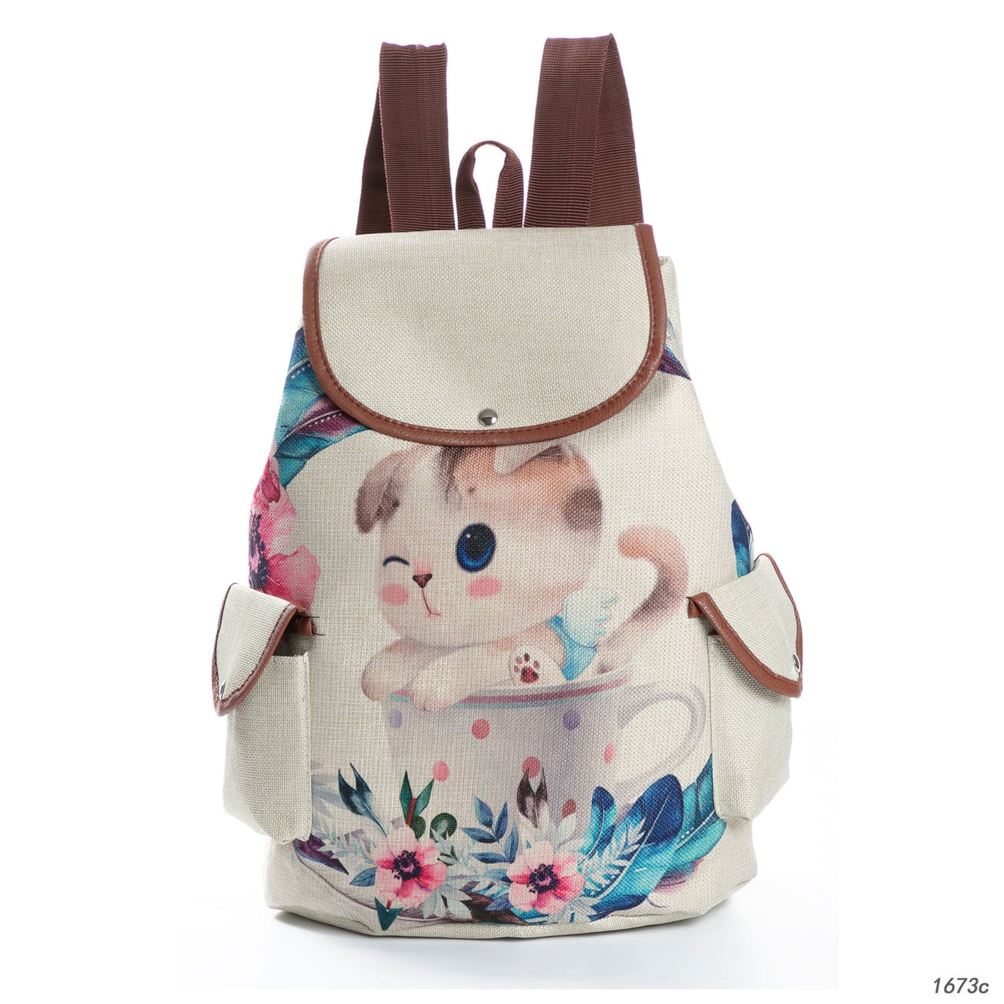Retro Cute Cat Drawstring Backpack
