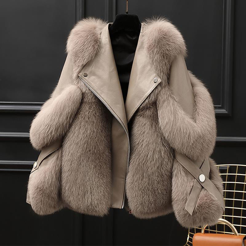 One-piece Fur Motorcycle Coat