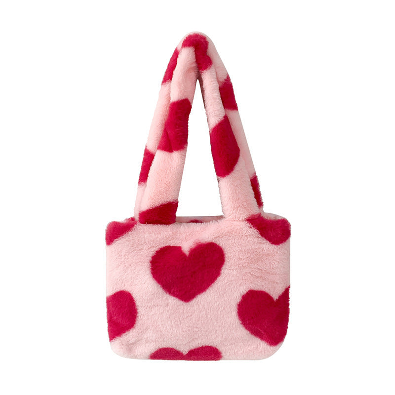 Love Heart Furry Fluffy Bag
