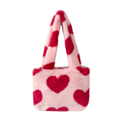 Love Heart Furry Fluffy Bag