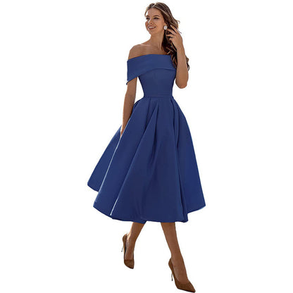 Off-shoulder Satin Party Dress