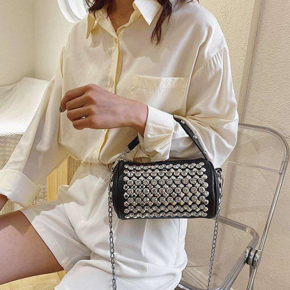 Women's Diamond-studded Small Cylinder Handbags