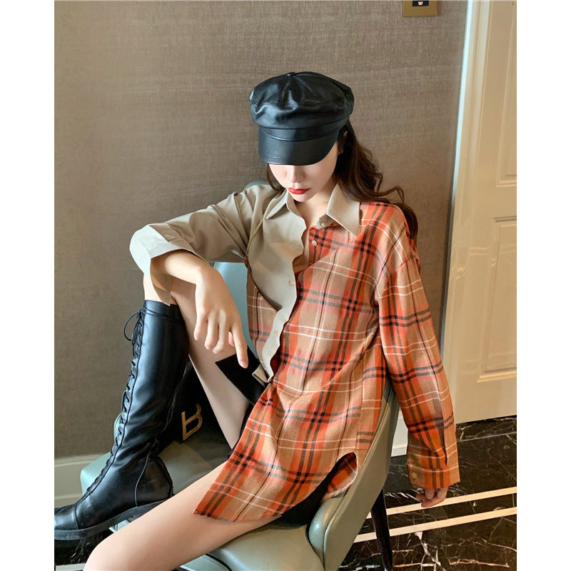 Patchwork irregular check jacket