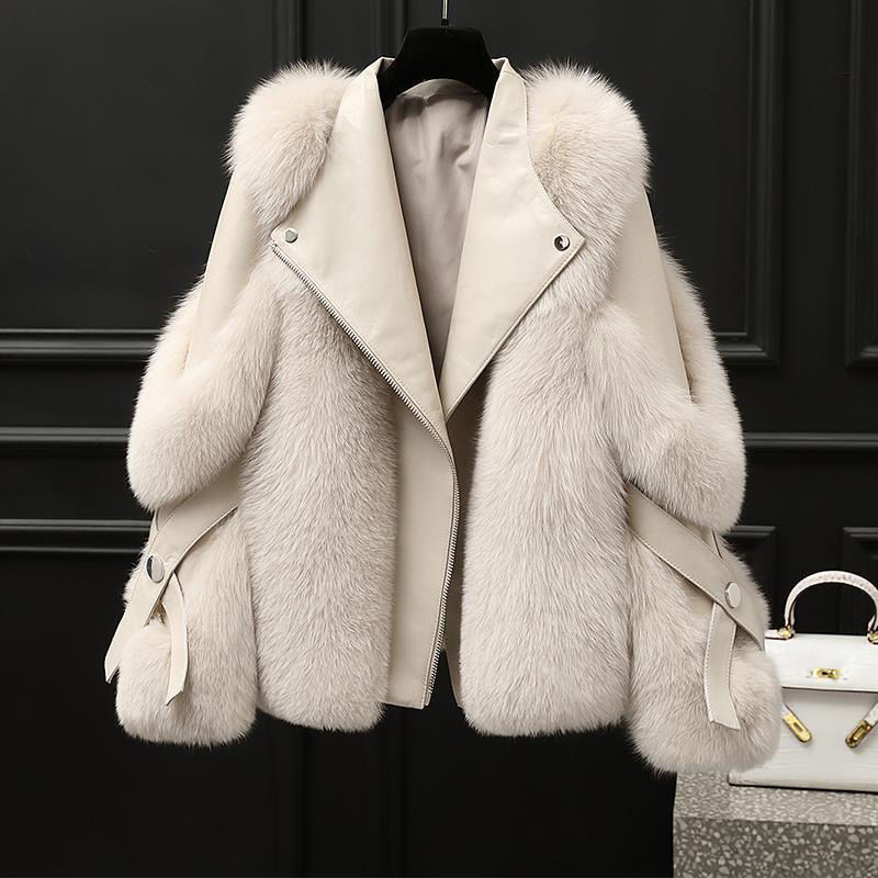 One-piece Fur Motorcycle Coat