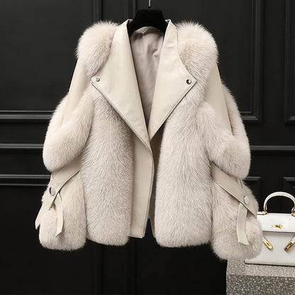 One-piece Fur Motorcycle Coat