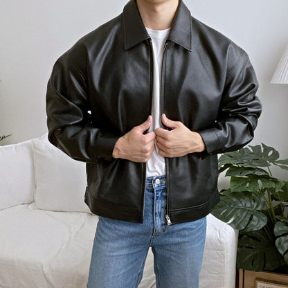 Leather Baseball Motorcycle Jacket