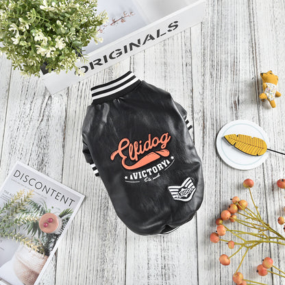 Pet Leather Padded Jacket
